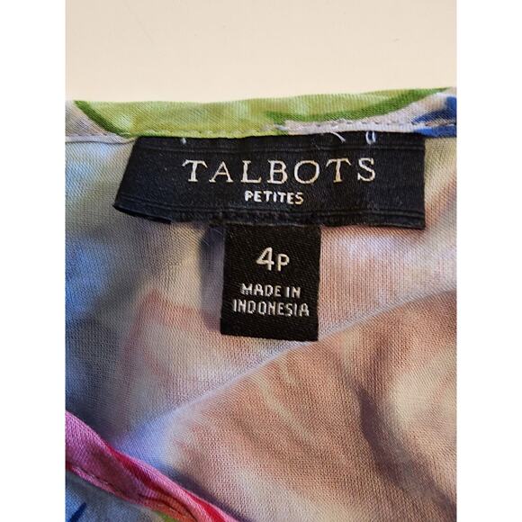 TALBOTS Blue Red Green Floral Sleeveless Lightweight Top SZ 4P - Picture 5 of 7